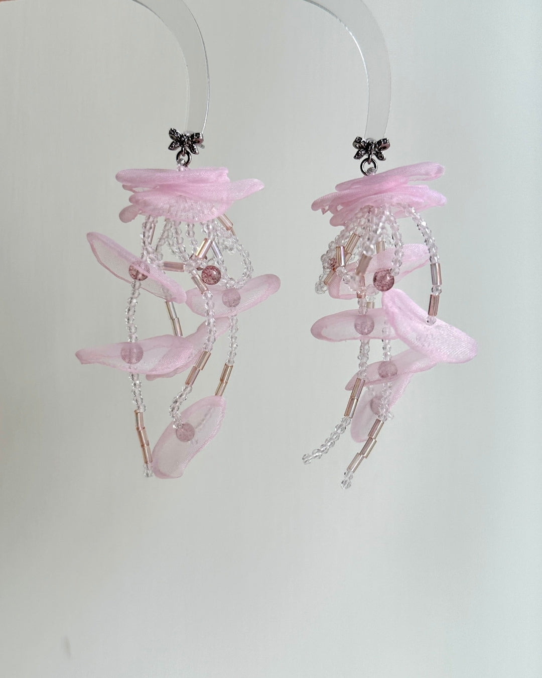 草莓晶 水母耳環