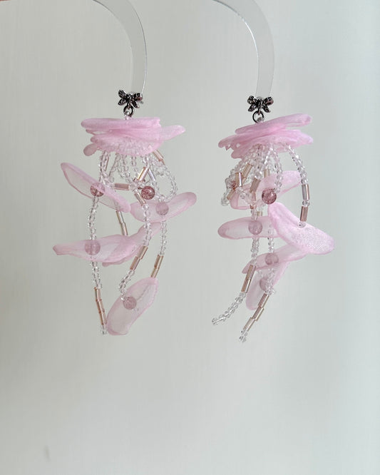 草莓晶 水母耳環